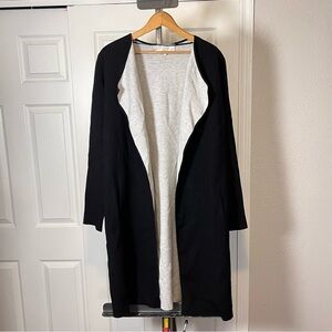 Hobbs Coatigan Size L UK 14-16 Black Grey Coat Long Cardigan Wool Blend